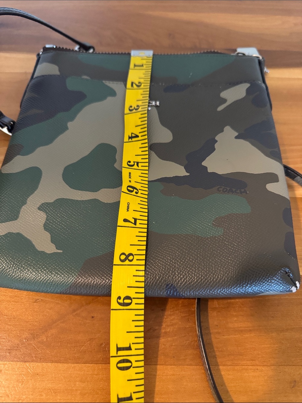 COACH Green Camouflage Print Crossbody Bag With Large Slip-On Pocket - Picture 10 of 13